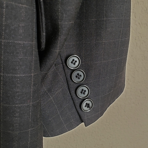 mens PALLINI black 4 button windowpane suit‎ sz 40R - Picture 7 of 13